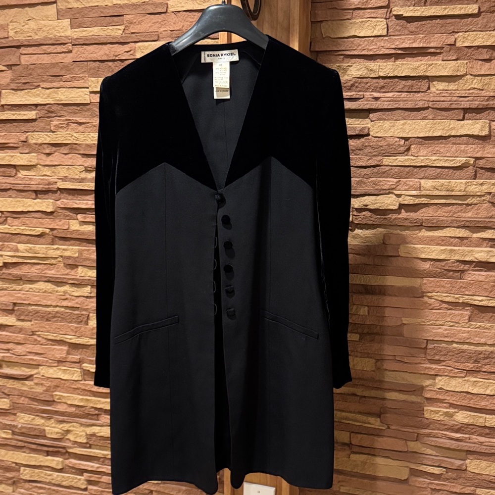 SONIA RYKIEL MADE IN FRANCE 🇫🇷 Black Velvet Blazer - Picture 1 of 11